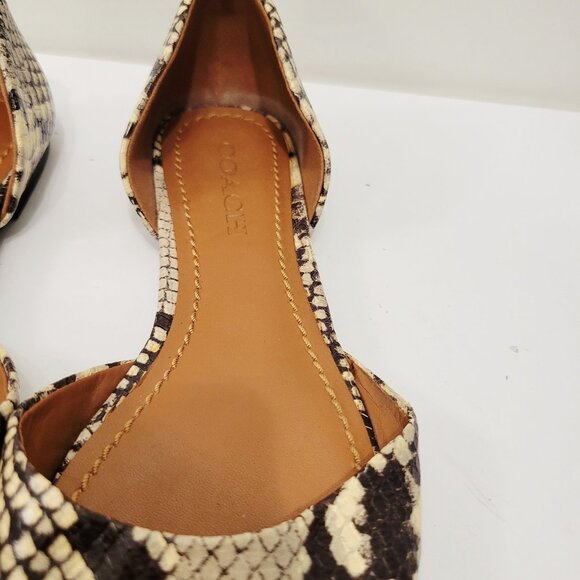 Coach Pointed Toe Slip On Flats Women Snake Print Logo Shoes Career Sz 7.5B - Picture 6 of 10